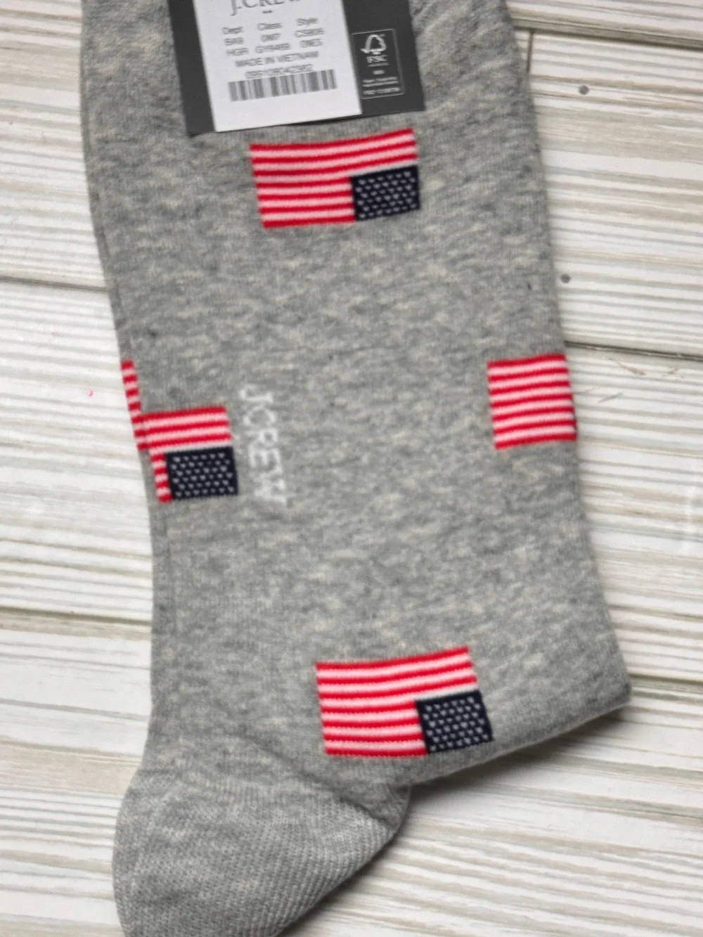 J.Crew Crew Style Gray American Flag Pattern Socks New With Tag